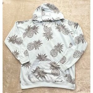 GUC Huntington BC Surf Team Pineapple Print Hoodie Light Blue HF9GXLBL Size XL